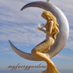 Mermaid on Crescent Moon Suncatcher Prism Dangle